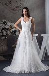 Modest Hall A-line Thick Straps Sleeveless Court Train Bridal Gowns