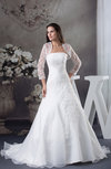 Elegant Church A-line Strapless Sleeveless Lace up Court Train Bridal Gowns