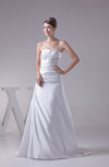Classic Garden A-line Sleeveless Satin Court Train Appliques Bridal Gowns