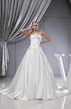 Gorgeous Hall A-line Strapless Lace up Satin Cathedral Train Bridal Gowns