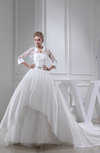 Gorgeous Hall Strapless 3/4 Length Sleeve Cathedral Train Beading Bridal Gowns