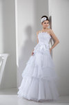 Cute Garden A-line Sleeveless Backless Organza Embroidery Bridal Gowns