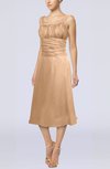 Simple Sleeveless Zip up Chiffon Tea Length Prom Dresses