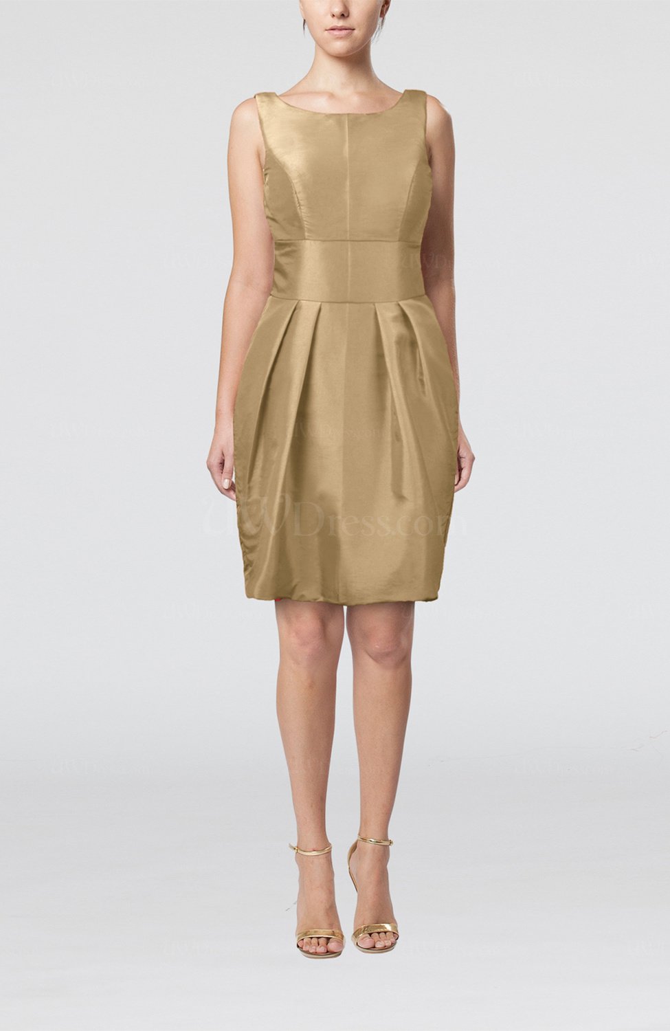 Sponge Plain Scoop Taffeta Mini Bow Bridesmaid Dresses - UWDress.com