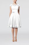 Cinderella A-line Scalloped Edge Short Sleeve Chiffon Knee Length Bridesmaid Dresses