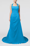 Glamorous A-line Zipper Chiffon Court Train Sequin Prom Dresses