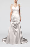Modern Church A-line Backless Elastic Woven Satin Ruching Bridal Gowns