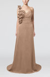 Elegant A-line Asymmetric Neckline Zip up Flower Bridesmaid Dresses