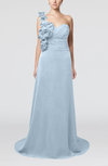 Elegant A-line Asymmetric Neckline Zip up Flower Bridesmaid Dresses