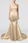 Gorgeous Outdoor Fit-n-Flare Asymmetric Neckline Sleeveless Zipper Appliques Bridal Gowns