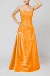 Vintage A-line Strapless Taffeta Floor Length Prom Dresses