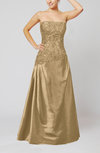 Vintage A-line Strapless Taffeta Floor Length Prom Dresses