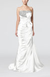 Elegant Outdoor Mermaid Strapless Sleeveless Lace up Bow Bridal Gowns