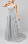 Cinderella Asymmetric Neckline Sleeveless Half Backless Court Train Bridesmaid Dresses
