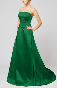 Green Elegant Hall Sleeveless Backless Satin Court Train Beading Bridal Gowns