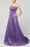 Elegant Hall Sleeveless Backless Satin Court Train Beading Bridal Gowns