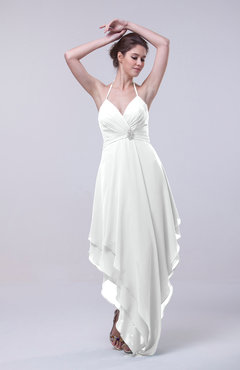 White Classic A-line Sleeveless Zip up Chiffon Homecoming Dresses