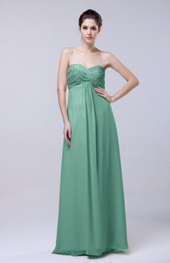 Mint Green Elegant Empire Chiffon Floor Length Appliques Prom Dresses