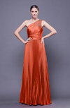 Modest Asymmetric Neckline Sleeveless Chiffon-Satin Floor Length Prom Dresses