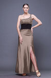 Traditional Sheath Asymmetric Neckline Ankle Length Sequin Evening Dresses