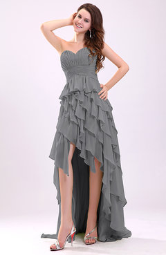 Grey Gorgeous Sweetheart Lace Up Chiffon Knee Length Wedding Guest