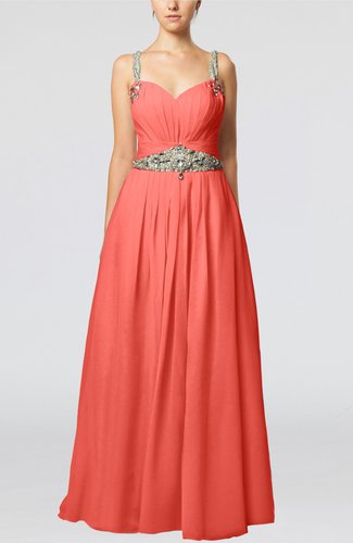 Glamorous Thick Straps Sleeveless Chiffon Floor Length Pleated Evening Dresses
