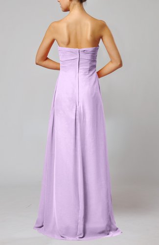Light Purple Simple Empire Sweetheart Zip Up Chiffon Sweep Train
