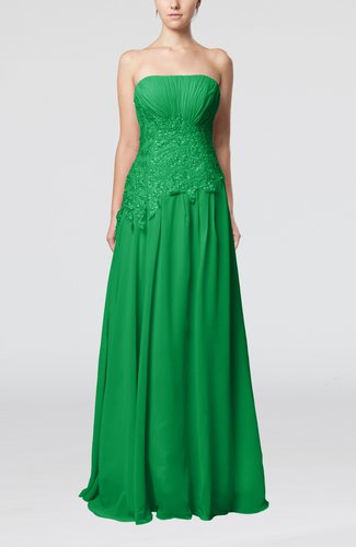 Green Romantic A-line Strapless Sleeveless Backless Pleated Prom ...