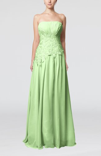 Pale Green Romantic A-line Strapless Sleeveless Backless Pleated Prom ...