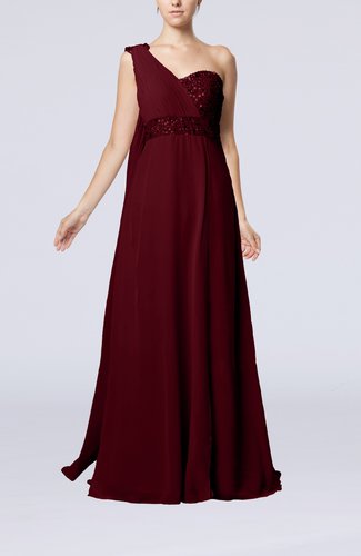 Burgundy Elegant Empire Sleeveless Backless Chiffon Ruching Prom ...