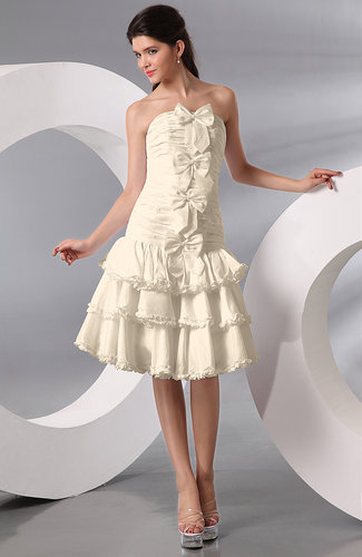 Hawaiian Destination Fit-n-Flare Strapless Knee Length Edging Bridal Gowns