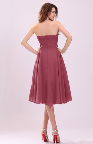 Wine Simple A Line Sleeveless Backless Pleated Wedding Guest