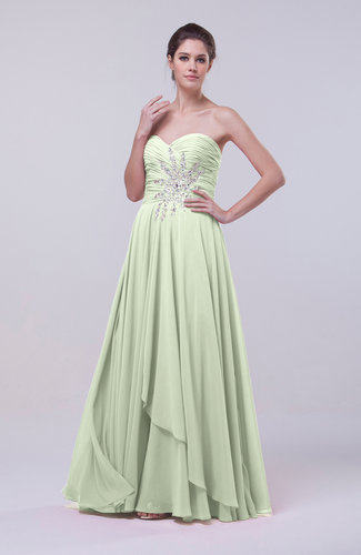 Pale Green Classic A-line Sleeveless Backless Floor Length Evening ...