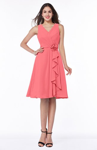 Casual A-line V-neck Zip up Fringe Plus Size Bridesmaid Dresses