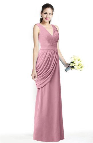 Mature A-line V-neck Chiffon Pleated Plus Size Bridesmaid Dresses