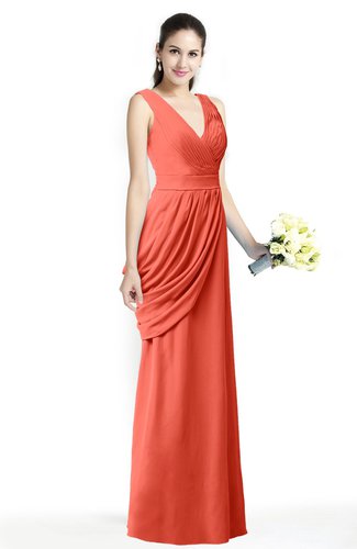 Mature A-line V-neck Chiffon Pleated Plus Size Bridesmaid Dresses