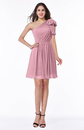 Casual A-line One Shoulder Sleeveless Half Backless Bow Bridesmaid Dresses