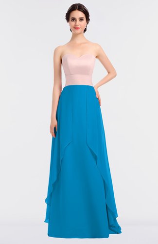 Elegant A-line Strapless Sleeveless Zip up Plainness Bridesmaid Dresses