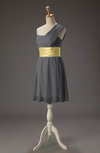 Romantic A-line Asymmetric Neckline Zip up Mini Party Dresses