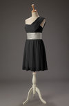 Romantic Sleeveless Zipper Chiffon Short Ribbon Little Black Dresses