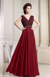 Informal V-neck Sleeveless Zipper Chiffon Pleated Evening Dresses