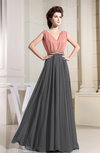 Vintage A-line V-neck Sleeveless Floor Length Pleated Evening Dresses