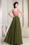 Vintage A-line V-neck Sleeveless Floor Length Pleated Evening Dresses