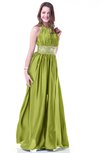Glamorous Halter Sleeveless Chiffon-Satin Ribbon Plus Size Prom Dresses