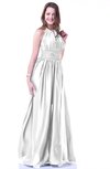 Glamorous Halter Sleeveless Chiffon-Satin Ribbon Plus Size Prom Dresses