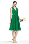 Plain A-line V-neck Zip up Chiffon Sash Plus Size Bridesmaid Dresses