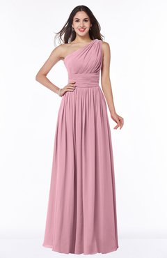 Rosebloom Traditional A-line One Shoulder Sleeveless Chiffon Floor Length Plus Size Bridesmaid Dresses