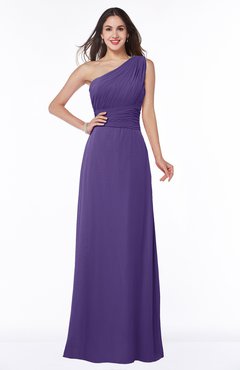 Dark Purple Elegant A-line Asymmetric Neckline Sleeveless Floor Length Sash Plus Size Bridesmaid Dresses