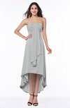 Romantic A-line Strapless Zipper Chiffon Tassel Plus Size Bridesmaid Dresses