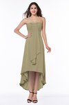 Romantic A-line Strapless Zipper Chiffon Tassel Plus Size Bridesmaid Dresses